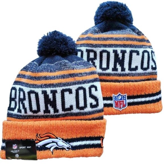 NWT Denver Broncos Sports Knit Pom Beanie Fleece Lining OSFA‎ Unisex - Picture 2 of 6